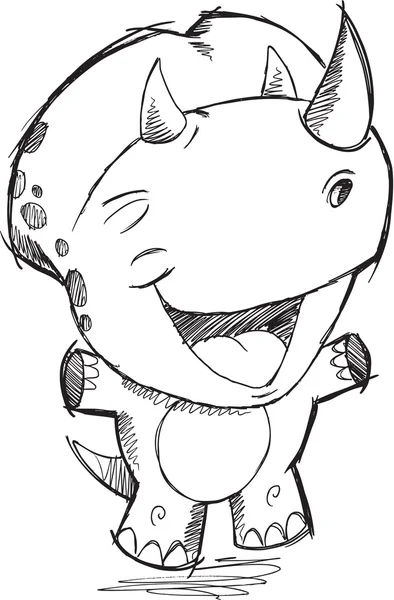 Triceratops Dinosaur Sketch Drawing Vector — Stock Vector