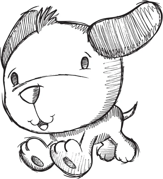 Chiot Chien Croquis Doodle Dessin Illustration Art — Image vectorielle