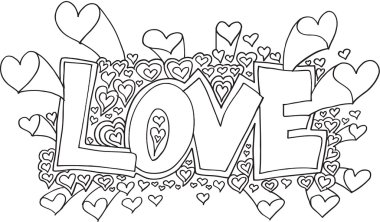 romantik aşk doodle vektör çizim sanat