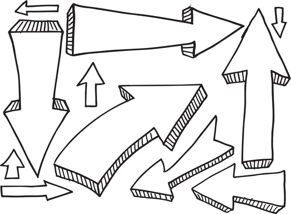 Conjunto de vetores de design de seta de esboço de doodle — Vetor de Stock