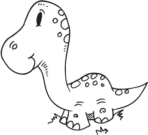 Lindo Doodle dinosaurio Vector ilustración arte — Vector de stock