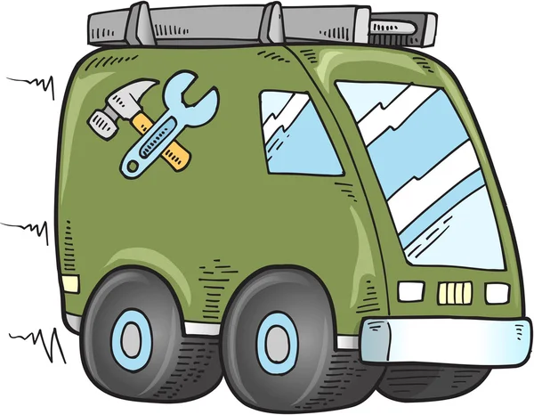 Cute Work Truck Doodle Vector Illustration — Stock Vector
