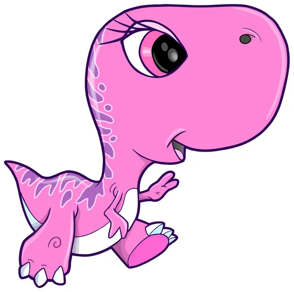 Rosa ragazza tirannosauro rex dinosauro vettoriale illustrazione arte — Vettoriale Stock