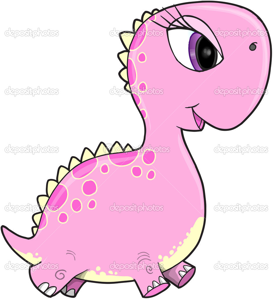 Cute Pink Dinosaur Vector Illustration Stock Illustration