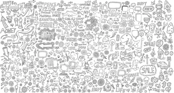 Mega doodle tasarım öğeleri kümesi vektör