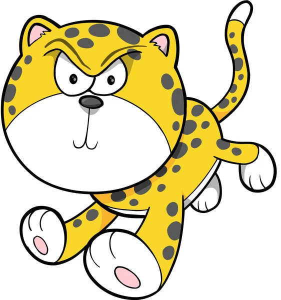 Θυμωμένος άγριους leopard εικονογράφηση φορέας — Διανυσματικό Αρχείο