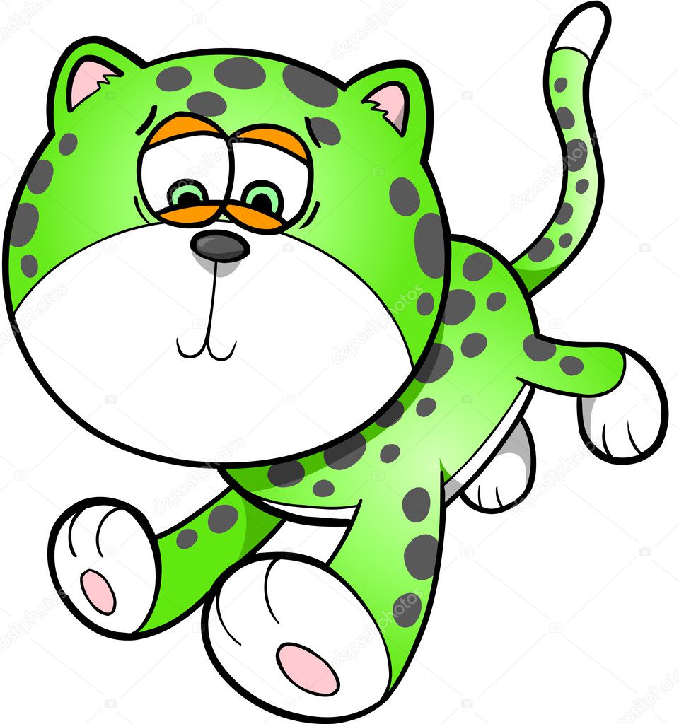 Sad Leopard Vector Illustration Art