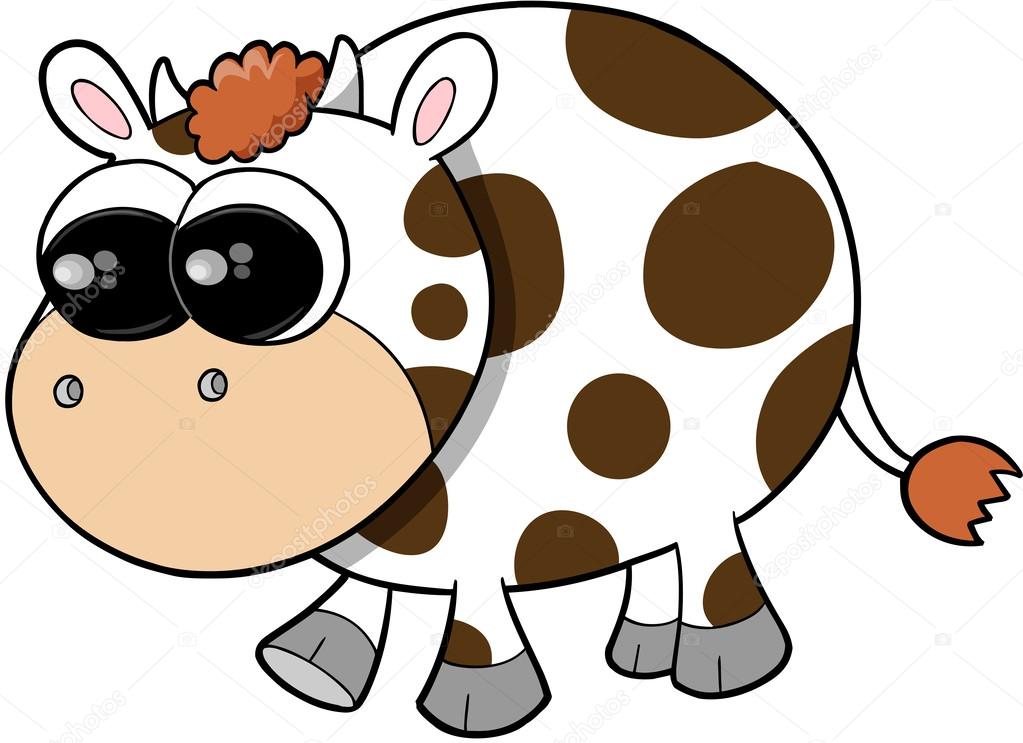 Happy Cute Cow Vector Illustration Art