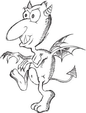 Doodle kroki şeytan vektör çizim sanat