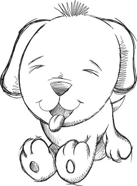 Lindo perro cachorro Doodle Sketch Vector — Archivo Imágenes Vectoriales