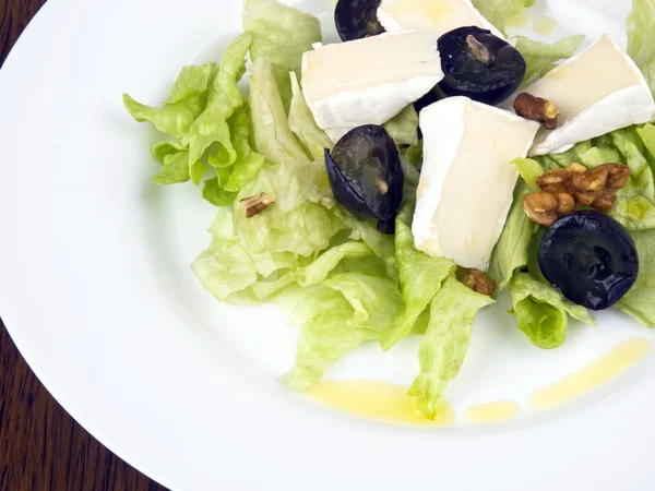 Leckerer Salat mit Camembert-Käse — Stockfoto