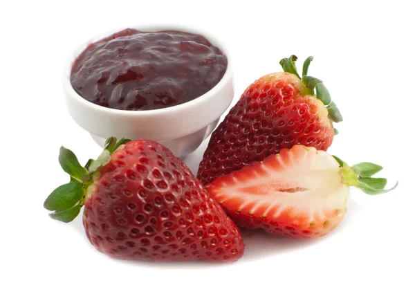 新鲜草莓和果酱 图库图片