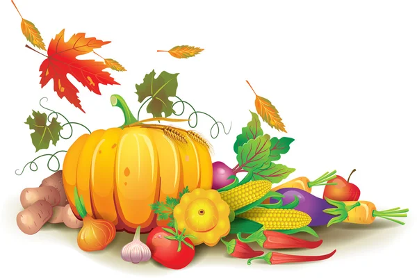 Bodegón de la cosecha de otoño — Archivo Imágenes Vectoriales