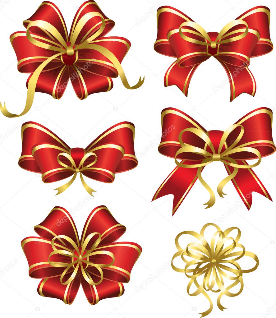 Set of red gift bows