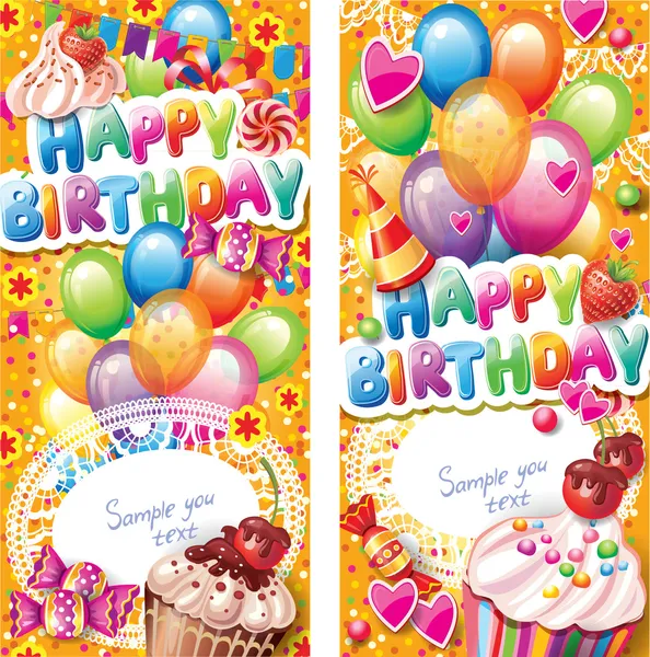 Χαρούμενα γενέθλια κάρτες κάθετη — Διανυσματικό Αρχείο