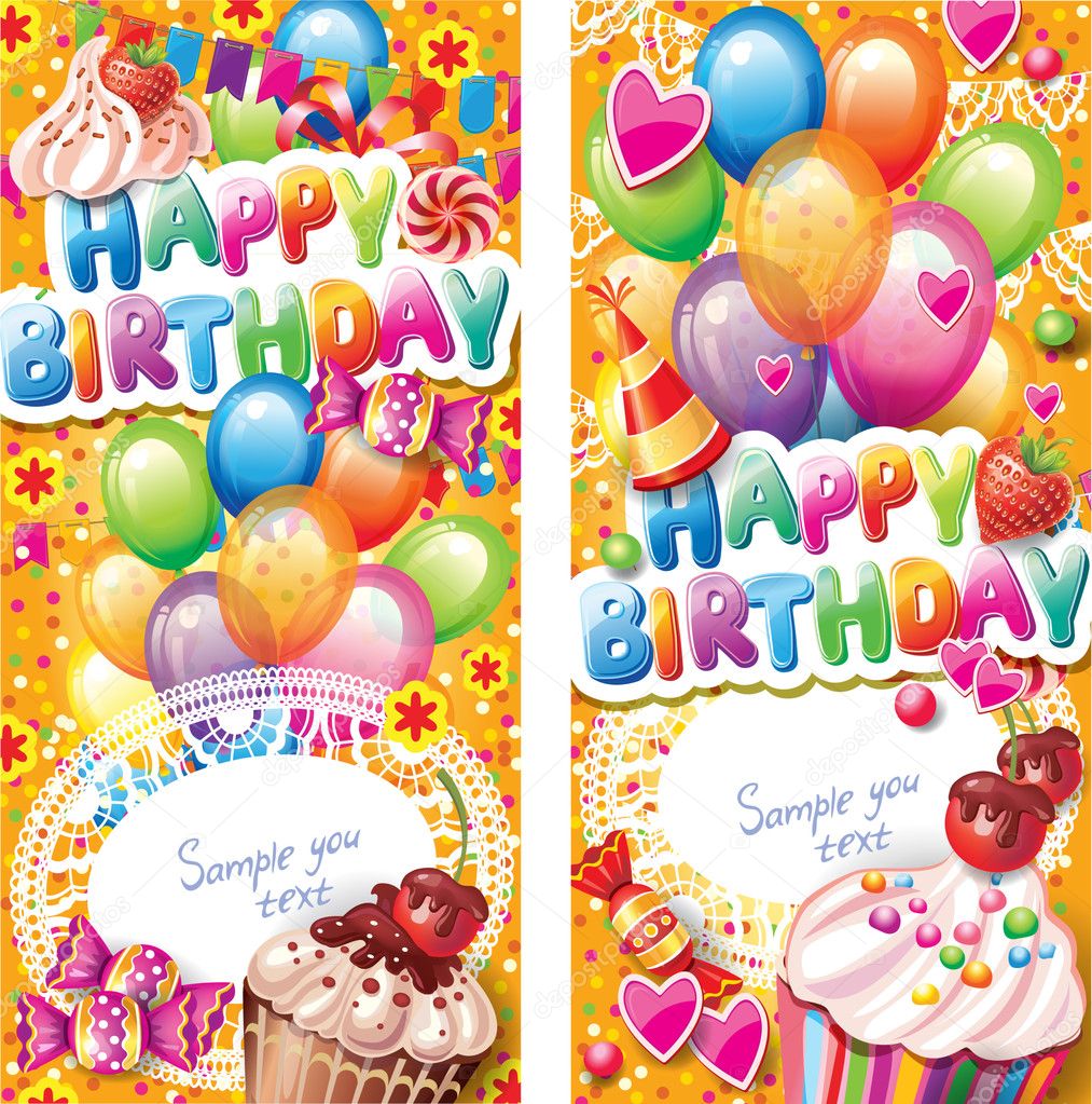 Happy birthday vertical cards
