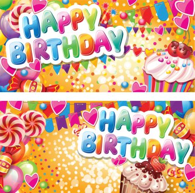 Happy birthday horizontal cards clipart