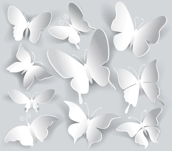 Set of paper butterfly — Stock Vector