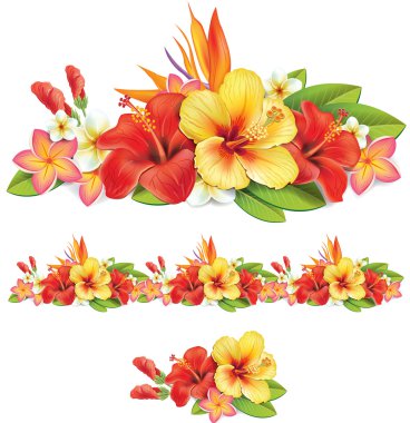 Картина, постер, плакат, фотообои "гирлянда тропических цветов цветы картины орхидеи художники", артикул 28692353