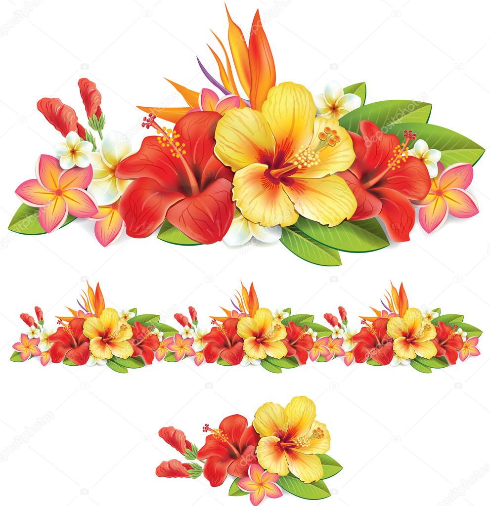 Garland of ropical flowers