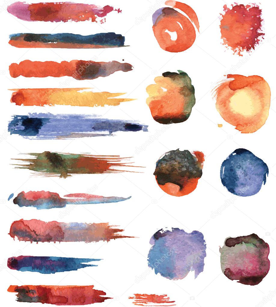 Colorful watercolor vector brushs