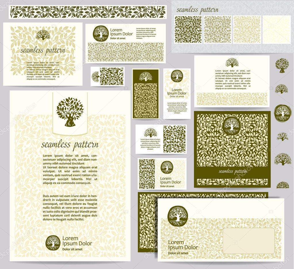 Identity template with leaf seamless pattern