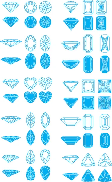 Set of diamond cutting design elements — Stock Vector