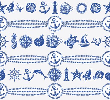 Banners with Nautical and sea symbols clipart
