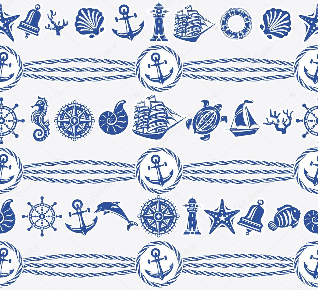 Banners with Nautical and sea symbols