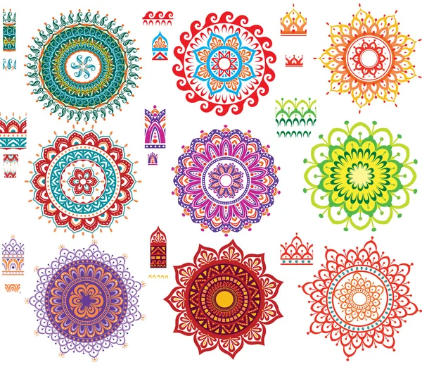 Patrón de ornamento redondo con patrón brash — Archivo Imágenes Vectoriales