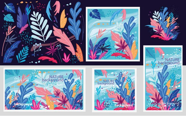 Conjunto Ilustrações Vetoriais Abstratas Florais Estilo Moderno Moderno —  Vetores de Stock