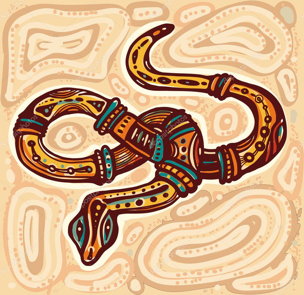 Snake in decorative tribal style Vector Illustration