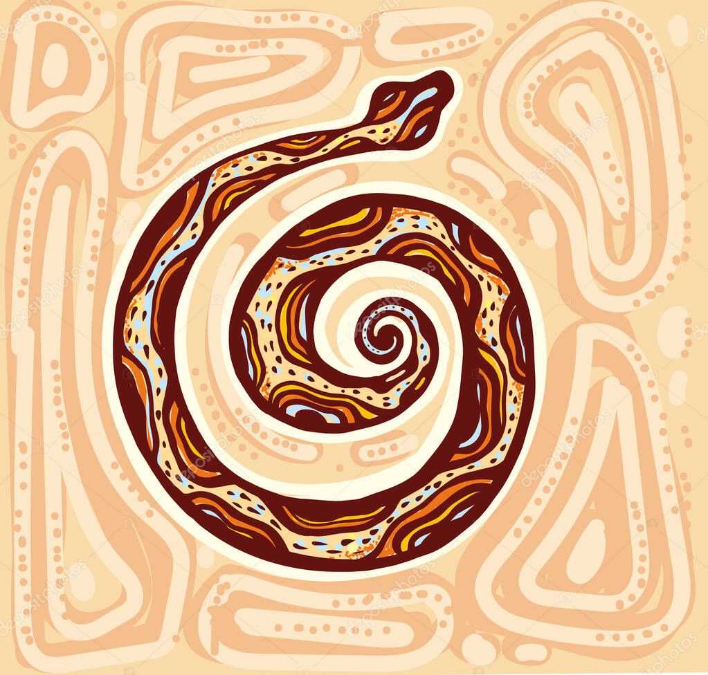 Snake in decorative tribal style Vector Illustration