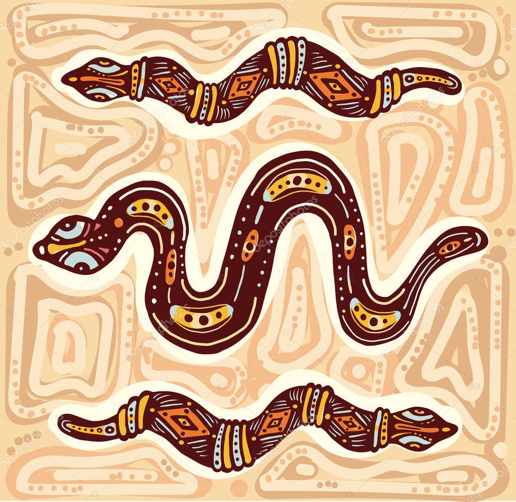 Snake in decorative tribal style Vector Illustration