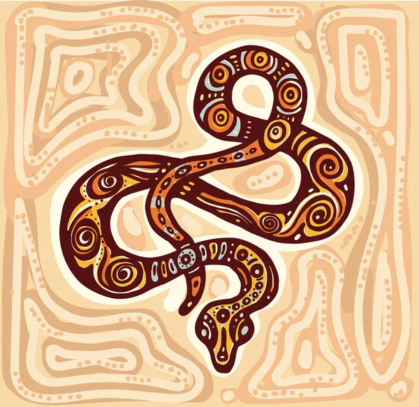 Snake in decorative tribal style — стоковый вектор