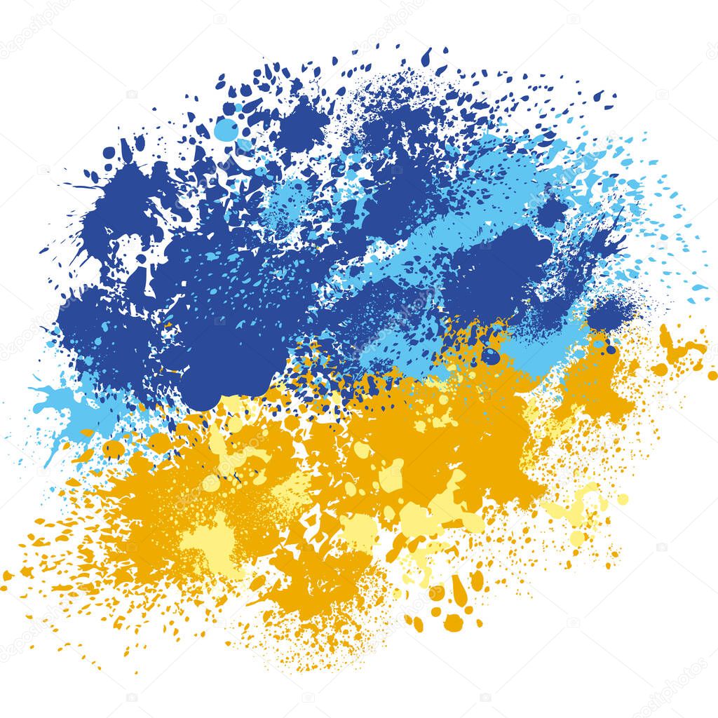 Grunge splash background of yellow and blue colors Colors of Ukrainian flag