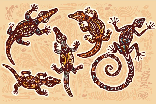 Reptile animals decorative tribal style Gecko Salamander, newt, lizard