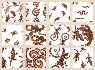 Sürüngen Hayvanlar Vektör İllüzyonu ile kusursuz desen