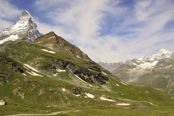 Blick auf das Matterhorn - Schweizer Alpen — Stockfoto