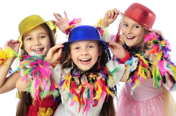 Three funny carnival kids — Stock Photo, Image