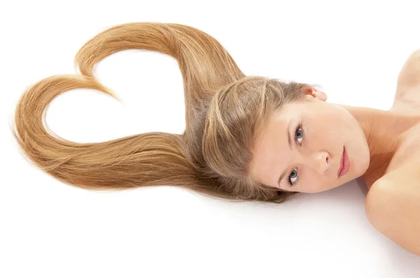 Young girl with awesome long hair — Stock Photo, Image