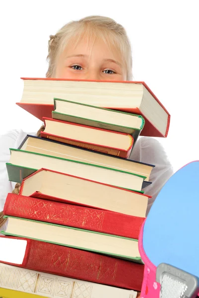 Scuola ragazza con libri — Foto Stock