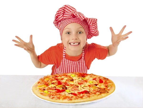 Little girl preparing homemade pizza Stock Photo