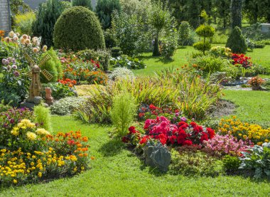 Landscaped flower garden clipart