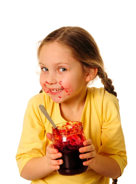 Girl eating homemade jam Stock Photo