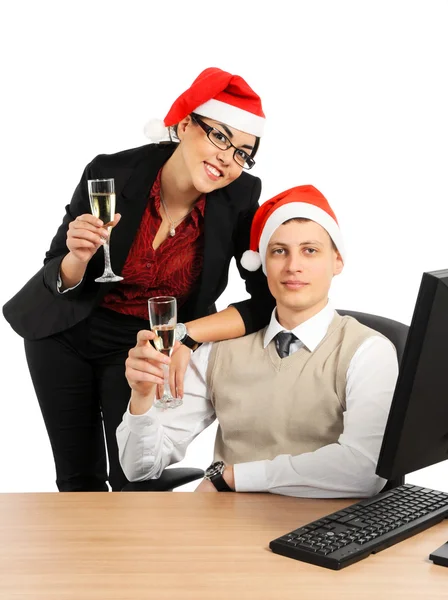 Toast with champagne at Christmas — Stock Photo, Image