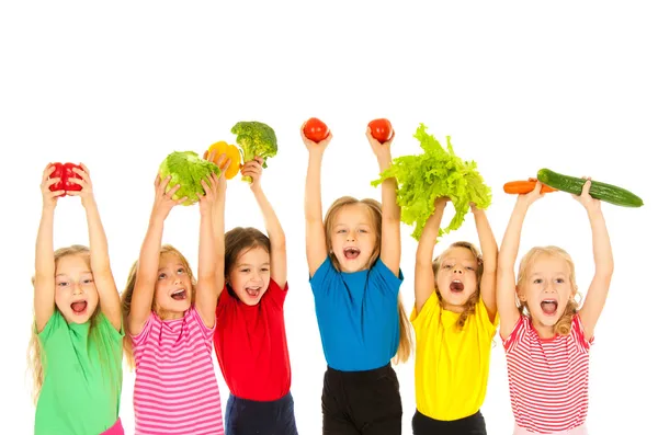 Bambini con verdure Foto Stock