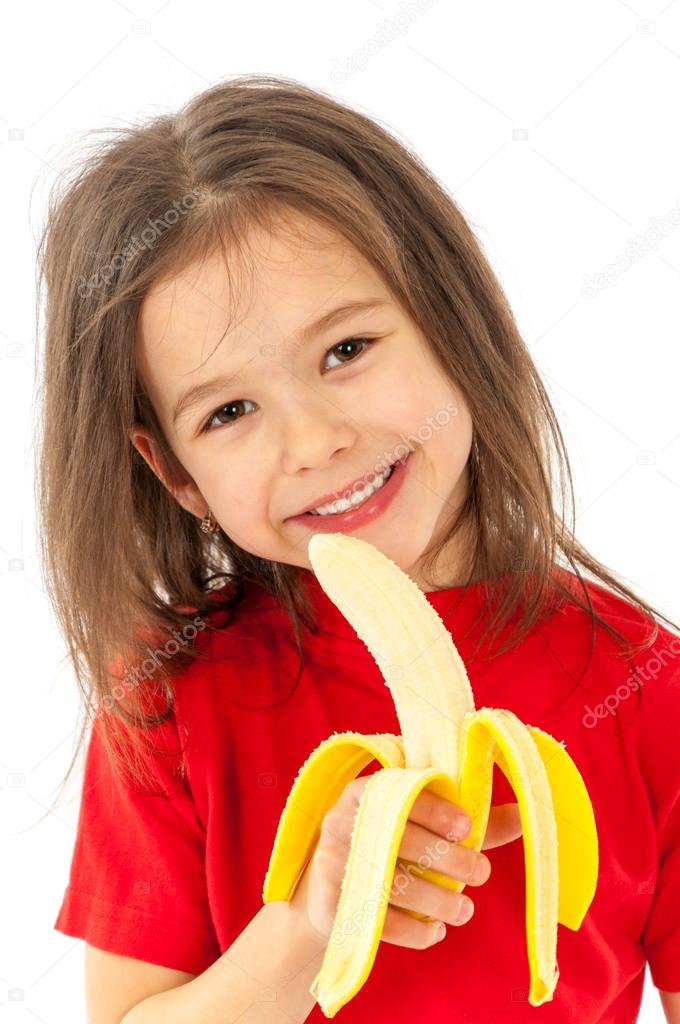 Girl eating banana — Stock Photo © Katkov #39524063