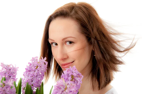 Beauty woman with spring flowers — Stock Photo, Image