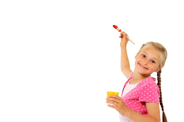 Klein meisje schrijven op het whiteboard — Stockfoto